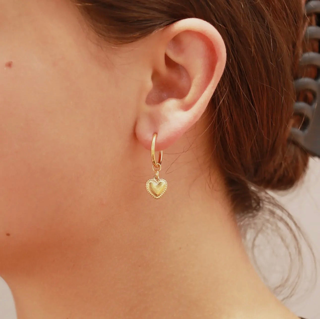 Gold Heart Hoop Earrings