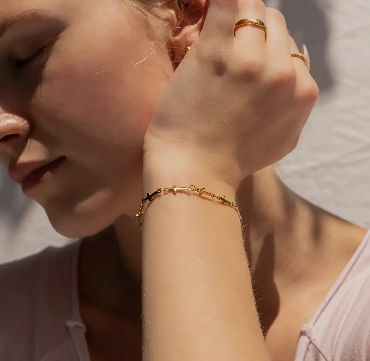 Gold Cross Bracelet