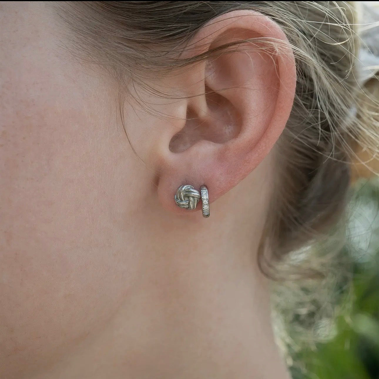 Silver Knot Stud Earrings