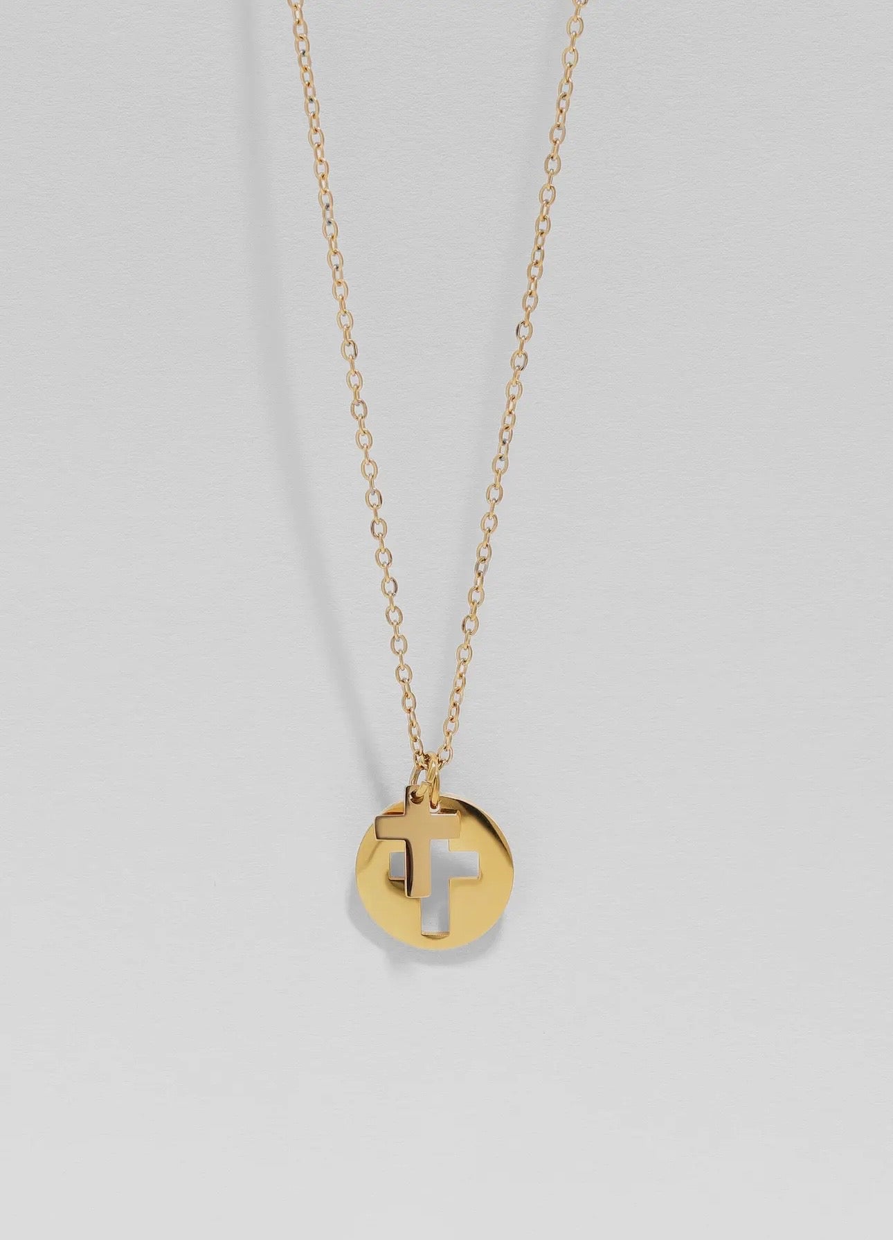 Gold Double Cross Necklace