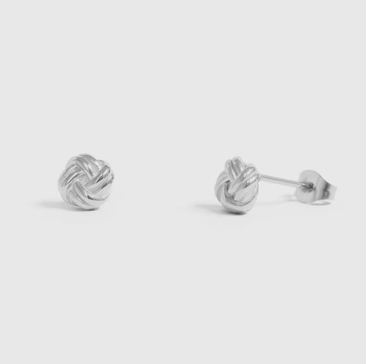Silver Knot Stud Earrings