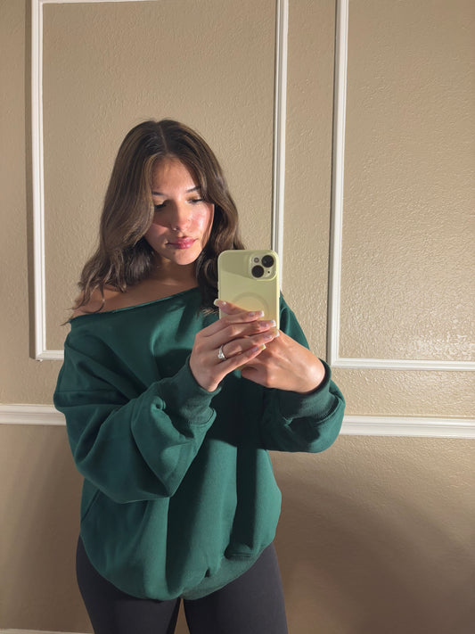Hunter Green Off the Shoulder Top